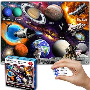 THINK2MASTER Think2Master Solar System Space Exploration 1000 Pieces Jigsaw Puzzle for 13 Seniors Adults Families Great Gift for stimulating Learning About Astronomy Size 19 X 27