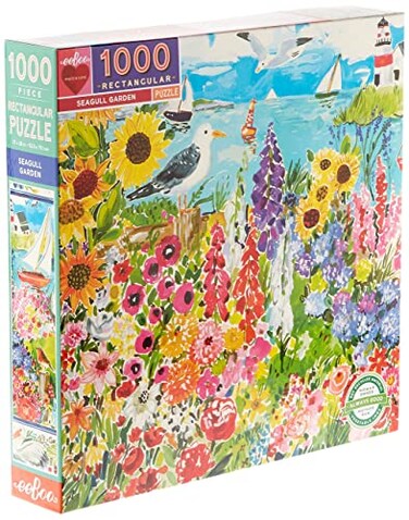 eeBoo 1000 Piece Puzzle Seaside Garden Jigsaw Puzzle for Adults Rectangular 28 x 21 Made with Recycled Board VegetableBased Ink
