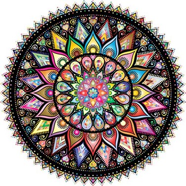 Bgraamiens PuzzleGeometric Colorful Mandala1000 Pieces Creative Geometric Round Blue Board Colorful Mandala Jigsaw Puzzle