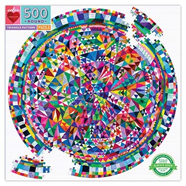 eeBoo Piece and Love Triangle Pattern 500 Piece Round Circle Jigsaw Puzzle Jigsaw Puzzle for Adults and Families Includes Glossy and Sturdy Pieces