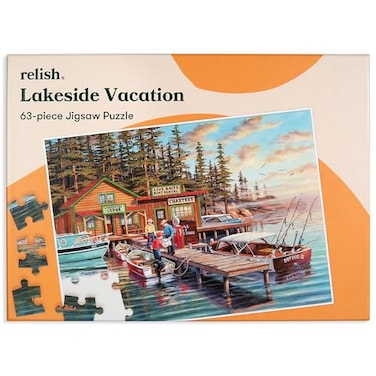 Relish Dementia Jigsaw Puzzle for Adults 63 Piece Lakeside Vacation Puzzle Activities for Seniors with Alzheimers