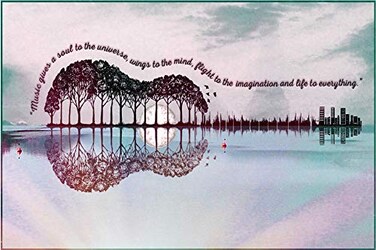 Wobehsk Puzzles for Adults Guitar Tree Landscape Wall DecorationWooden Puzzle Puzzles 500 Piece Guitar Tree Landscape Wall Decoration