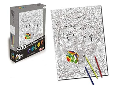 Toynk Deer 500 Piece Coloring Jigsaw Puzzle 6 Markers