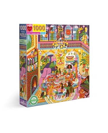 eeBoo 1000 Piece Puzzle Family Dinner Jigsaw Puzzle for Adults Square 23 x 23 Made with Recycled Board VegetableBased Ink