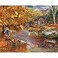 Bits and Pieces 500 Piece Jigsaw Puzzle for Adults Autumn Cabin Fall Forest Lake Tree Leaves Scarecrow Rustic Jigsaw Puzzle by Artist Bigelow Illustrations Completed Puzzle Size 18 x 24