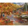 Bits and Pieces 500 Piece Jigsaw Puzzle for Adults Autumn Cabin Fall Forest Lake Tree Leaves Scarecrow Rustic Jigsaw Puzzle by Artist Bigelow Illustrations Completed Puzzle Size 18 x 24