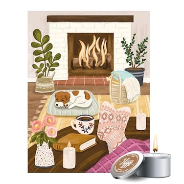 PLAYVIEW 500 Piece Puzzle for Adults Hygge Collection Cozy Fireplace by Olivia Gibbs Blueboard Puzzle Jigsaw Bonus Candle KI Puzzles from Playview