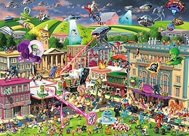 Toynk Alien Attack SciFi Classics 1000Piece Jigsaw Puzzle for Adults Interactive Brain Teaser Educational Toys Games Home Activities Building Kit for Creative Play Nostalgic Gifts and Collectibles
