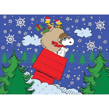 RoseArt Peanuts Snoopys Christmas Delivery 100 Piece Jigsaw Puzzle for Kids and Adults