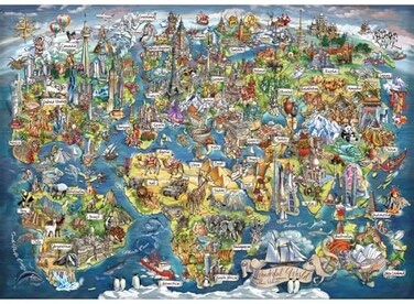Anatolian Puzzle Wonderful World Map 3000 Piece Jigsaw Puzzle 4923 Multicolor