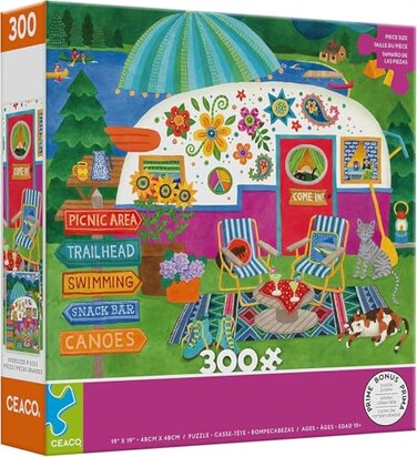 CEACO Ceaco Happy Camper Lake Camper Oversized 300 Piece Jigsaw Puzzle