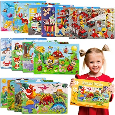 OCTERIC Puzzles for Kids Ages 48 14 Pack Wooden Jigsaw Puzzles 30 Pieces Preschool Educational Learning Toys Set for Toddler Boys and Girls Stocking Stuffers