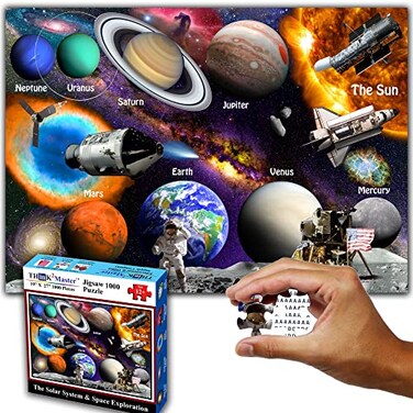 THINK2MASTER Think2Master Solar System Space Exploration 500 Pieces with Very Large Pieces Jigsaw Puzzle 13 Teens Adults Families Great Gift for stimulating Learning About Astronomy Size 268 X 189