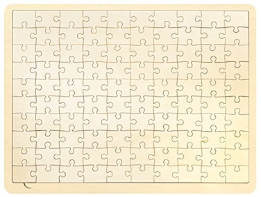 MoinKidz 100 Piece Blank Puzzle with Tray to Draw on Each Piece is Unique Make Your Own Wooden Jigsaw Puzzles Custom Puzzle 142x106 Inches for Crafts DIY
