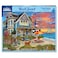 White Mountain 1000 Piece Jigsaw Puzzle Summer Night Ocean House Puzzles with Large Pieces for Adults and Family 24x30 Beach Sunset