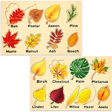 Kathfly 2 Pieces Leaf Wooden Jigsaw Puzzles Leaf Puzzle Montessori Gift Early Educational Learning for Birthday Gift Early Education MaterialsCute