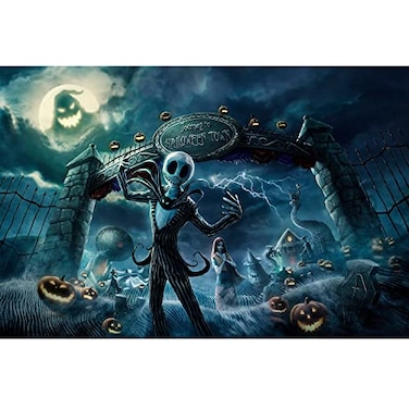 Buhoet 1000 Piece Wooden Jigsaw Puzzle for Adults Halloween Town Puzzle Challenging Halloween Puzzle Game Unique Gift for Puzzle Lovers Home Decor Art Finished Size 295 x 196