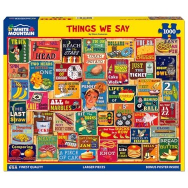 White Mountain 1000 Piece Jigsaw Puzzle Vintage Sayings Collage Puzzles with Large Pieces for Adults and Family 24x30 Things We Say