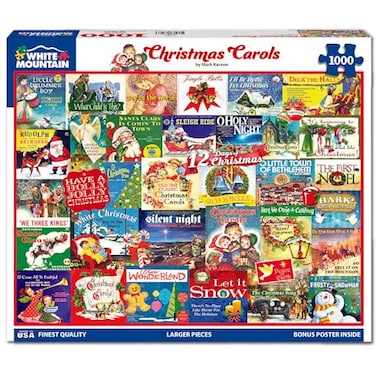 White Mountain 1000 Piece Jigsaw Puzzle Winter Christmas Holiday Puzzles for Adults and Teens 24x30 Large Pieces Chrismas Carols