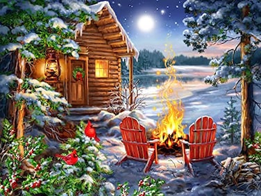 Springbok Christmas Cabin 500 Piece Jigsaw Puzzle for Adults or Children Designed for Holiday Fun Made in The USA with Precision fit Pieces for a Great Puzzling Experience