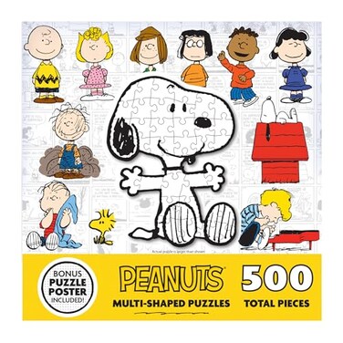 RoseArt Peanuts Jigsaw Puzzle Set 12 Individually Shaped Mini Puzzles Featuring Beloved Characters Includes Bonus Poster Adult Family Fun