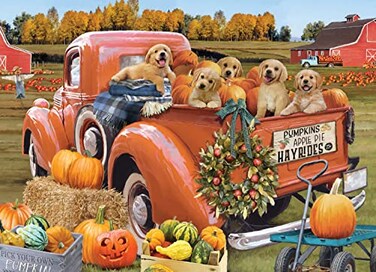 Vermont Christmas Autumn Puppies Jigsaw Puzzle 1000 Piece by Company