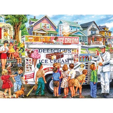 RoseArt Back to The Past Ice Cream Truck Day 1000 Piece Jigsaw Puzzle for Adults