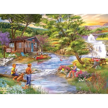 RoseArt Chris Bigelow Fishing from The Banks 1000 Piece Jigsaw Puzzle for Adults