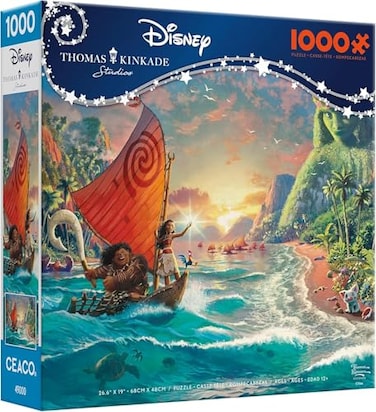 CEACO Ceaco Thomas Kinkade Disney Dreams Disneys Moana 1000 Piece Jigsaw Puzzle for Adults Vibrant Thomas Kinkade Art Premium Disney Puzzle for Collectors