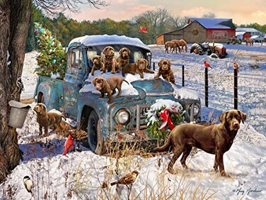Vermont Christmas Christmas Puppies Jigsaw Puzzle 550 Piece by Company