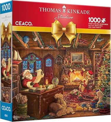 CEACO Ceaco Thomas Kinkade Holiday Santa Checking His List 1000 Piece Jigsaw Puzzle