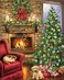 Springbok Fireside Christmas 1000 Piece Jigsaw Puzzle Holiday Themed Illustration with Holiday dcor and Furry Friends