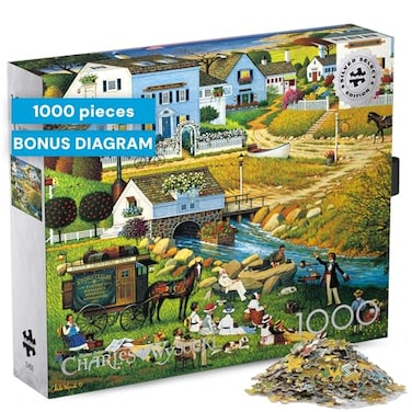 Buffalo Games 1000 Piece Jigsaw Puzzle Charles Wysocki Hound of The Baskervilles Made in USA Premium Recycled Board Reference Diagram