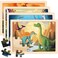LACCHOUFEE Wooden Dinosaurs Puzzles for Kids Age 3 4 5 Year Old 4 Pack 24 Pcs Montessori Toddler Jigsaw Puzzles for Girl boy Activities Preschool Learning Educational Birthday Gift Travel Autistic Woo