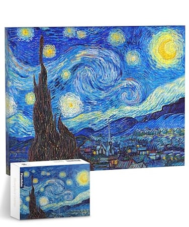 PieceRelax Puzzle Canvas Wall Art 366 Plastic Pieces for Adults Vincent Van Gogh The Starry Night Unique Gift Home Dcor with Jigsaw Puzzle Artwork for Living Room Bedroom HN1306