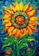 Bgraamiens PuzzleGlass Sun Flower1000 Pieces Rectangle Puzzle Stained Glass Art Color Challenging Beautiful Jigsaw Puzzles for Adults GlassSun Flower