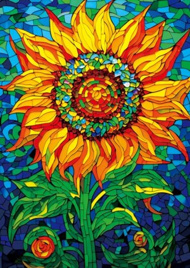Bgraamiens PuzzleGlass Sun Flower1000 Pieces Rectangle Puzzle Stained Glass Art Color Challenging Beautiful Jigsaw Puzzles for Adults GlassSun Flower