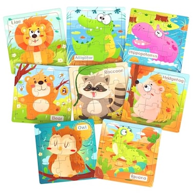Zeoddler Wooden Puzzles for Toddlers 8 Pack Animal Jigsaw Puzzles for Kids35 9 Pieces Preschool Learning Activities Learning Educational Toys Gift for Boys Girls