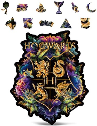 CRAFTHUB Harry Potter Puzzle A2 Hogwarts Crest Fine Oddities Wooden Jigsaw Puzzles for Adults 349 Unique Shaped Pieces Officially Licensed Merchandise 153 x 185