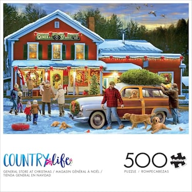 Buffalo Games General Store At Christmas 500 Piece Holiday Jigsaw Puzzle Festive Puzzles for Adults PrecisionCut Pieces Winter Artwork and Hours of Relaxing Fun