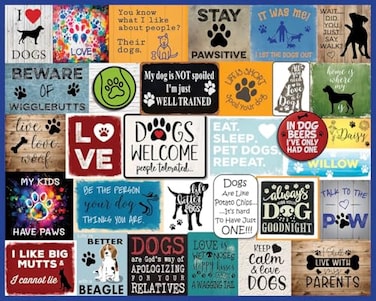 White Mountain 1000 Piece Jigsaw Puzzle Dog Quotes Collage Puzzles with Large Pieces Gift for Adults and Family 24x30 I Love Dogs