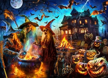 Vermont Christmas Halloween Witches Jigsaw Puzzle 1000 Piece by Company Halloween Puzzles with Randomly Shaped Pieces 26 58 x 19 14