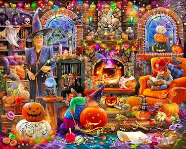 Springbok s Grandmas Halloween Party 1000 Piece Jigsaw Puzzle for Adutls Featues a Whimsical Halloween Scene for Puzzlers of All Ages