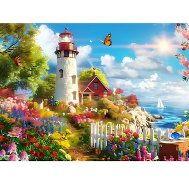 VOLUVOLU 500 Pieces Puzzle for Adults Lighthouse Jigsaw Puzzle Recycled Cardboard Jigsaw Puzzles 500 Pieces Family Challenging Game Nature Landscape Difficult Jigsaw Puzzle 20515 in