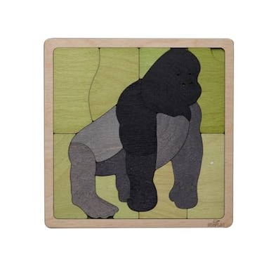 Ekoplay Mountain Gorilla Wooden Puzzle 15 Pieces Jigsaw Puzzle Endangered Animals for Kids 3 Years and Above