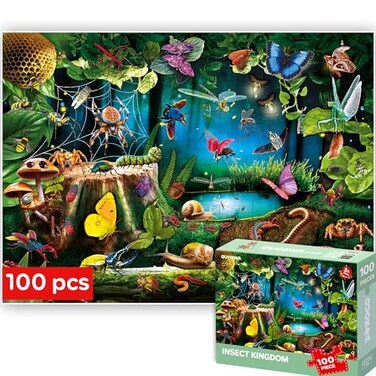 QUOKKA 100 Piece Puzzles for Kids Ages 46 Floor Kids Puzzles Ages 68 Year Old Toy for Learning Forest Bugs for 810 yo Jigsaw Toddler Game for Boy and Girl Age 35