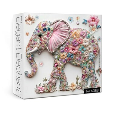 BBOLDIN Crystal Elephant Puzzles for Adults 1000 Pieces Cute Animal Flower Jigsaw Puzzles Art Pretty Floral Puzzles