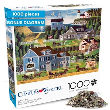 Buffalo Games Charles Wysocki Sunset Bay 1000 Piece Jigsaw Puzzle 2675 x 1975 in 1000 Piece Puzzle for Adults Clean Cut Sections Reference Poster Included