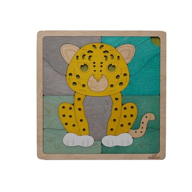 Ekoplay Amur Leopard Wooden Puzzle 20 Pieces Jigsaw Puzzle Endangered Animals for Kids 3 Years and Above