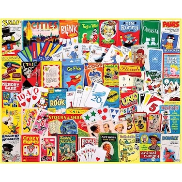 White Mountain 1000 Piece Jigsaw Puzzle Nostalgic Classics Collage Puzzles with Large Pieces Gift for Adults and Family 24x30 Card Games